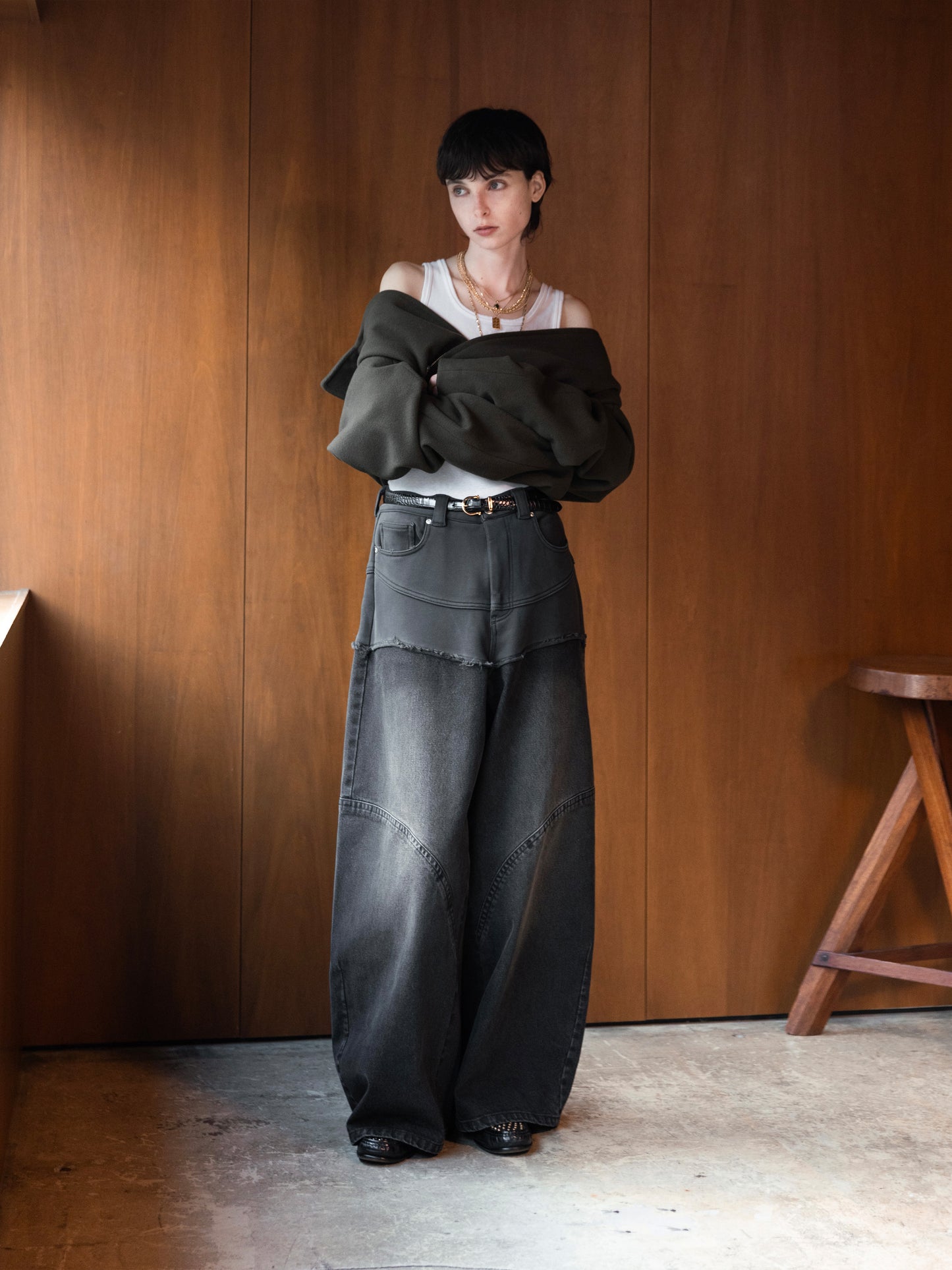 HYBRID DOCKING DENIM PANTS / BLACK