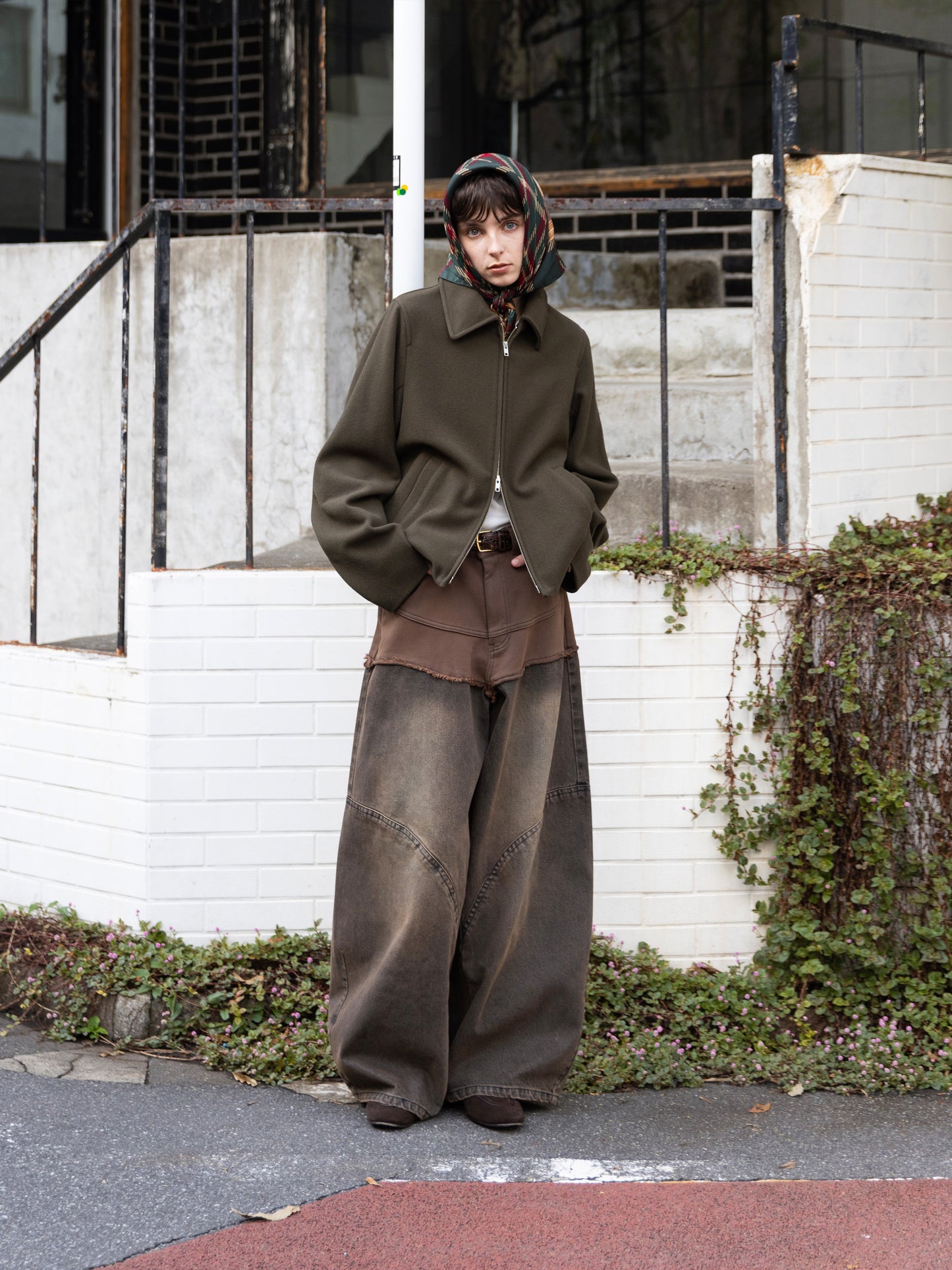 HYBRID DOCKING DENIM PANTS / BROWN