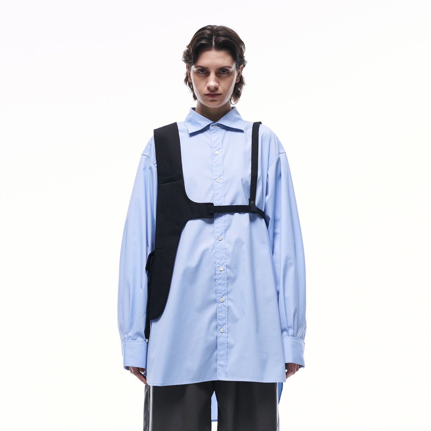 ONE SHOULDER HARNESS VEST (STRIPED)