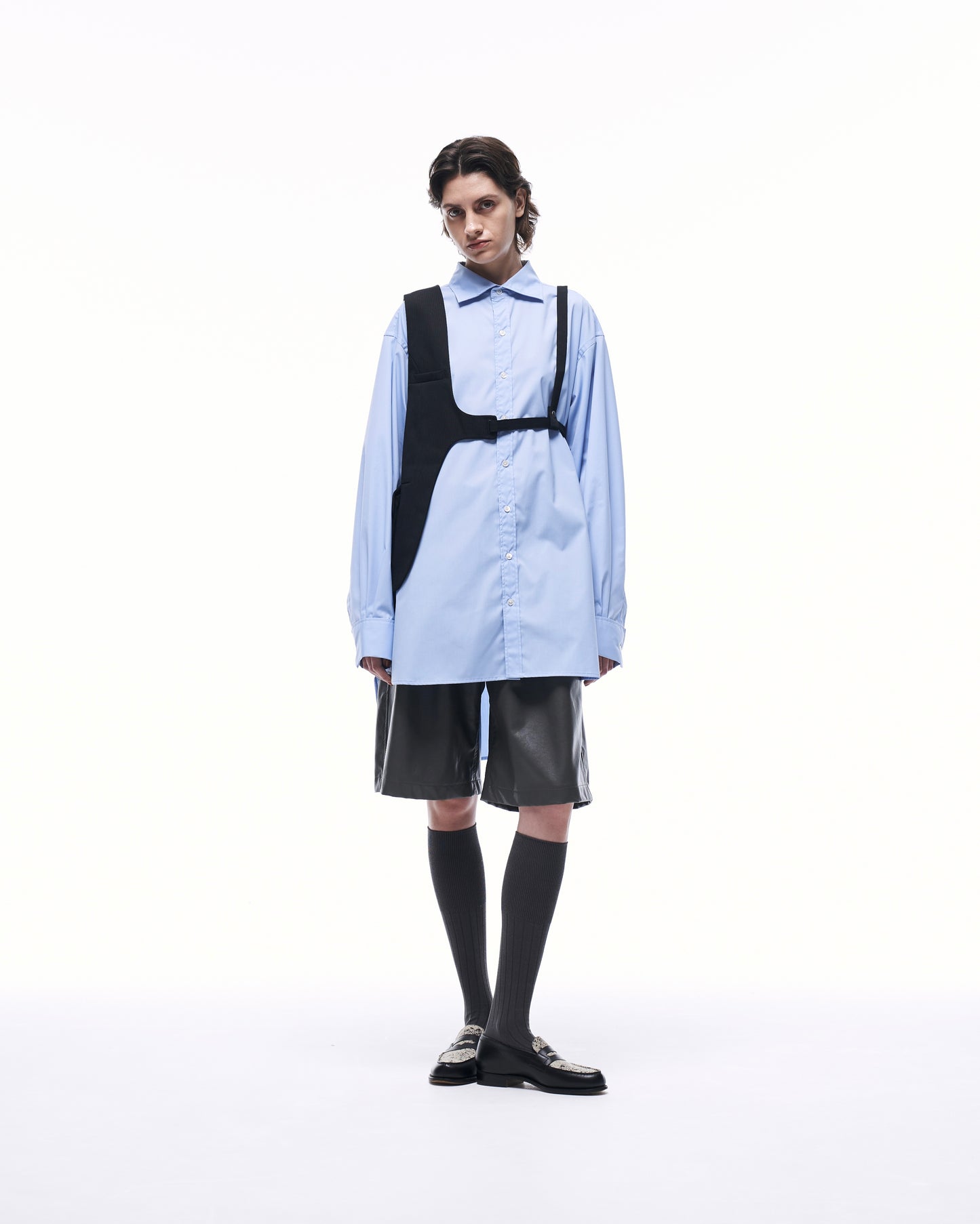 ONE SHOULDER HARNESS VEST (STRIPED)
