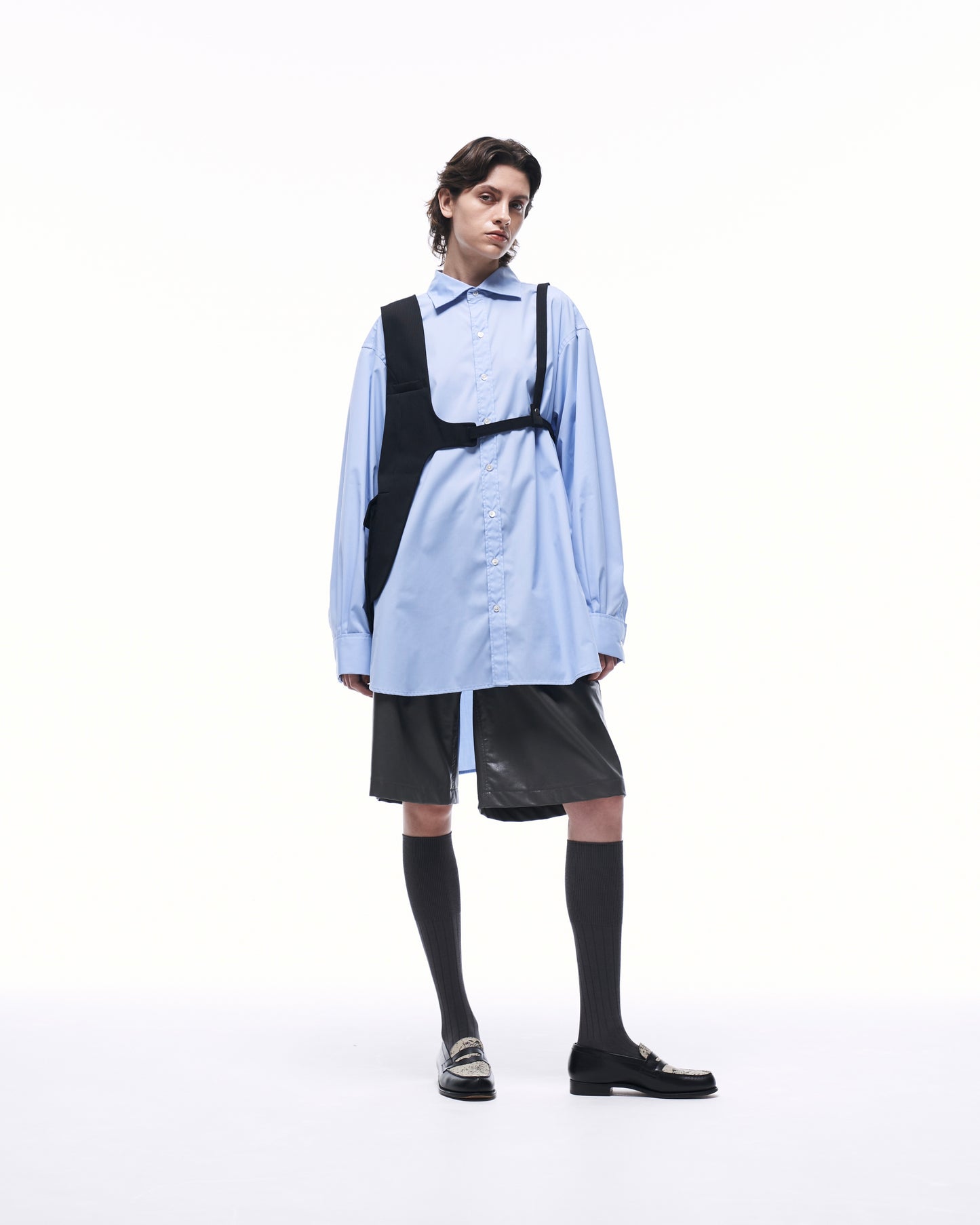 ONE SHOULDER HARNESS VEST (STRIPED)