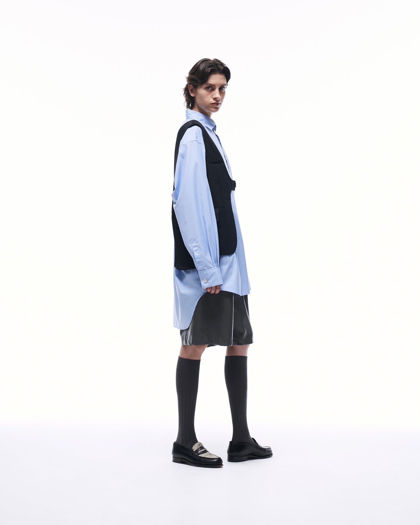 ONE SHOULDER HARNESS VEST (STRIPED)