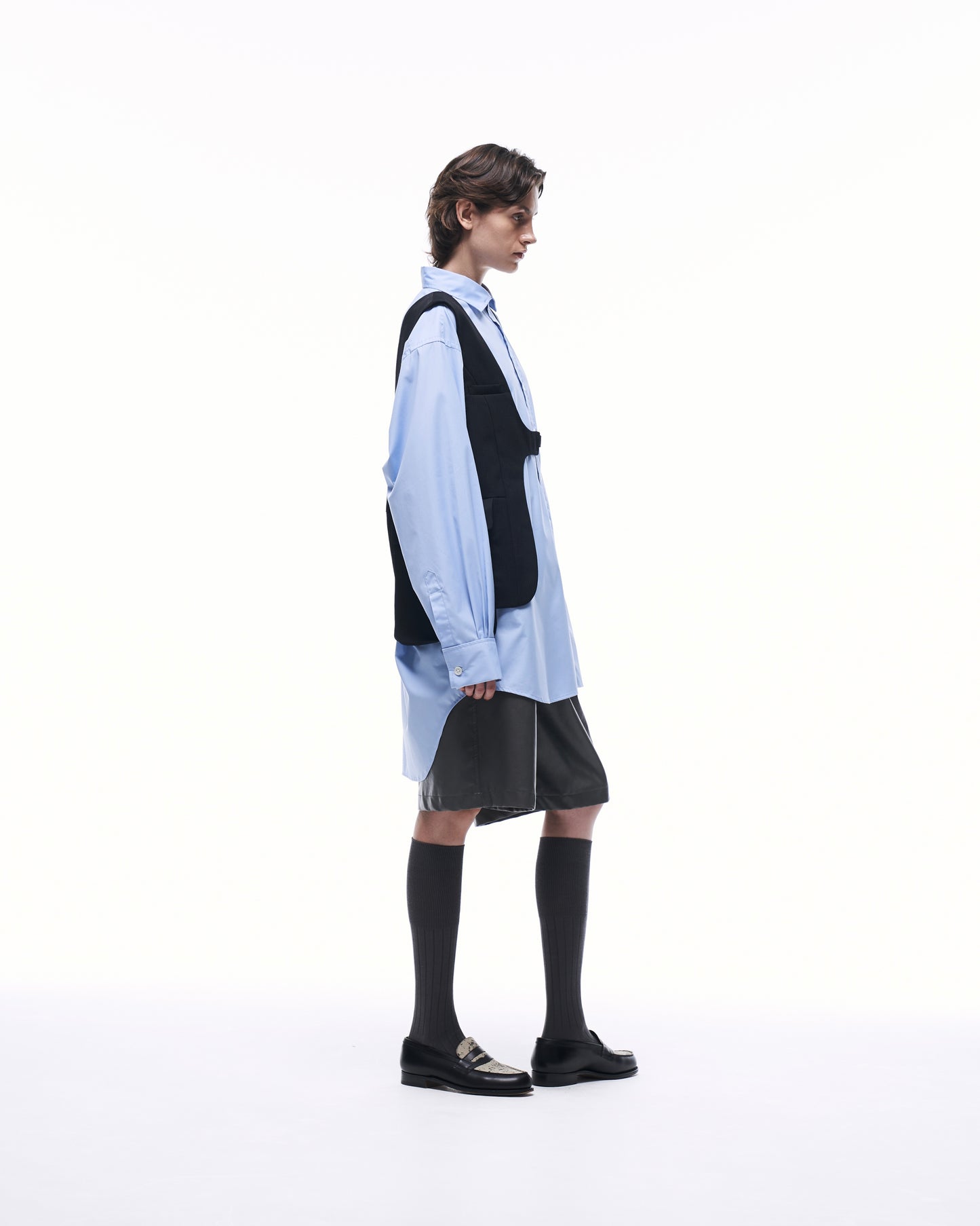 ONE SHOULDER HARNESS VEST (STRIPED)