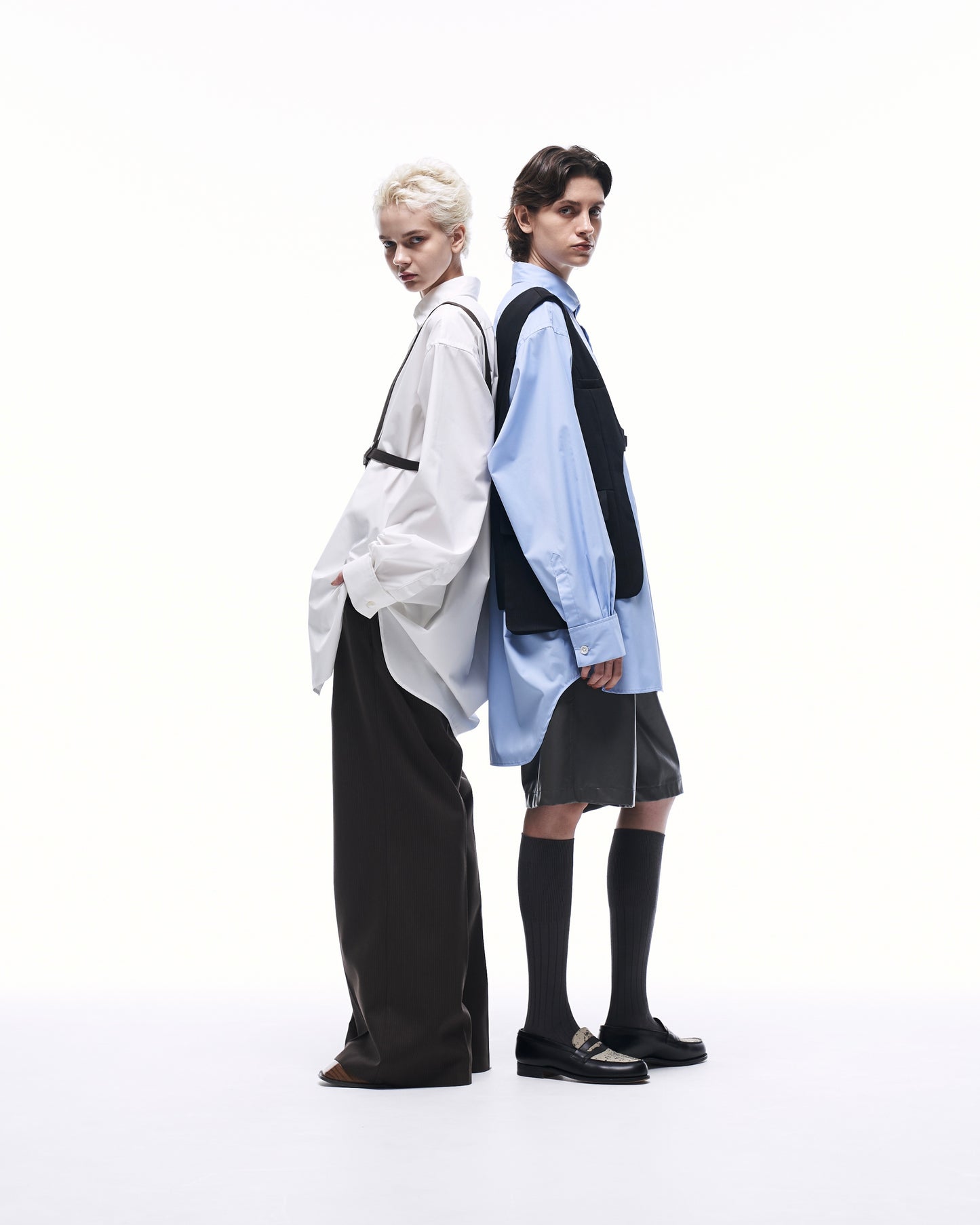 ONE SHOULDER HARNESS VEST (STRIPED)