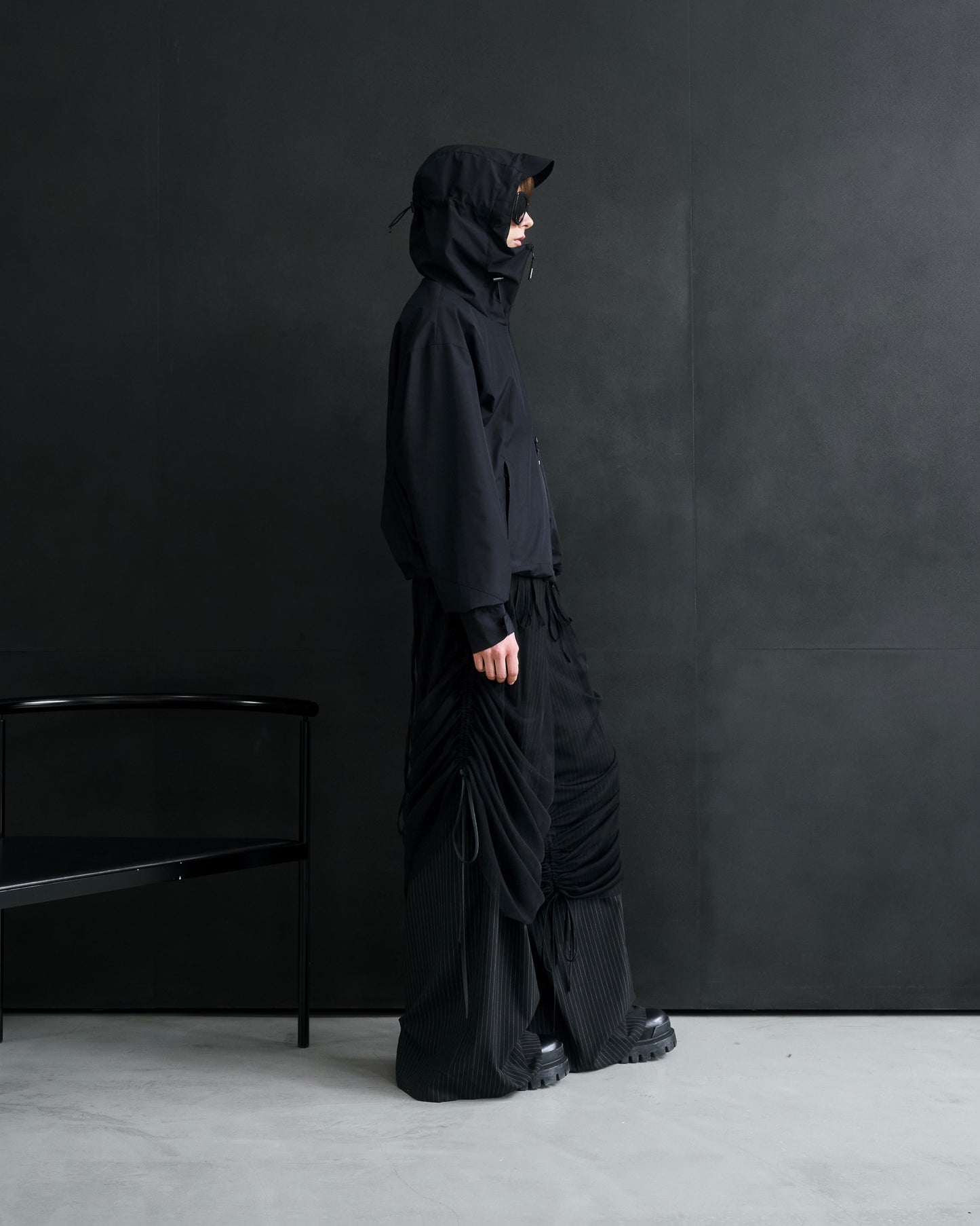TULLE LAYERED MODULAR STRIPE SLACKS