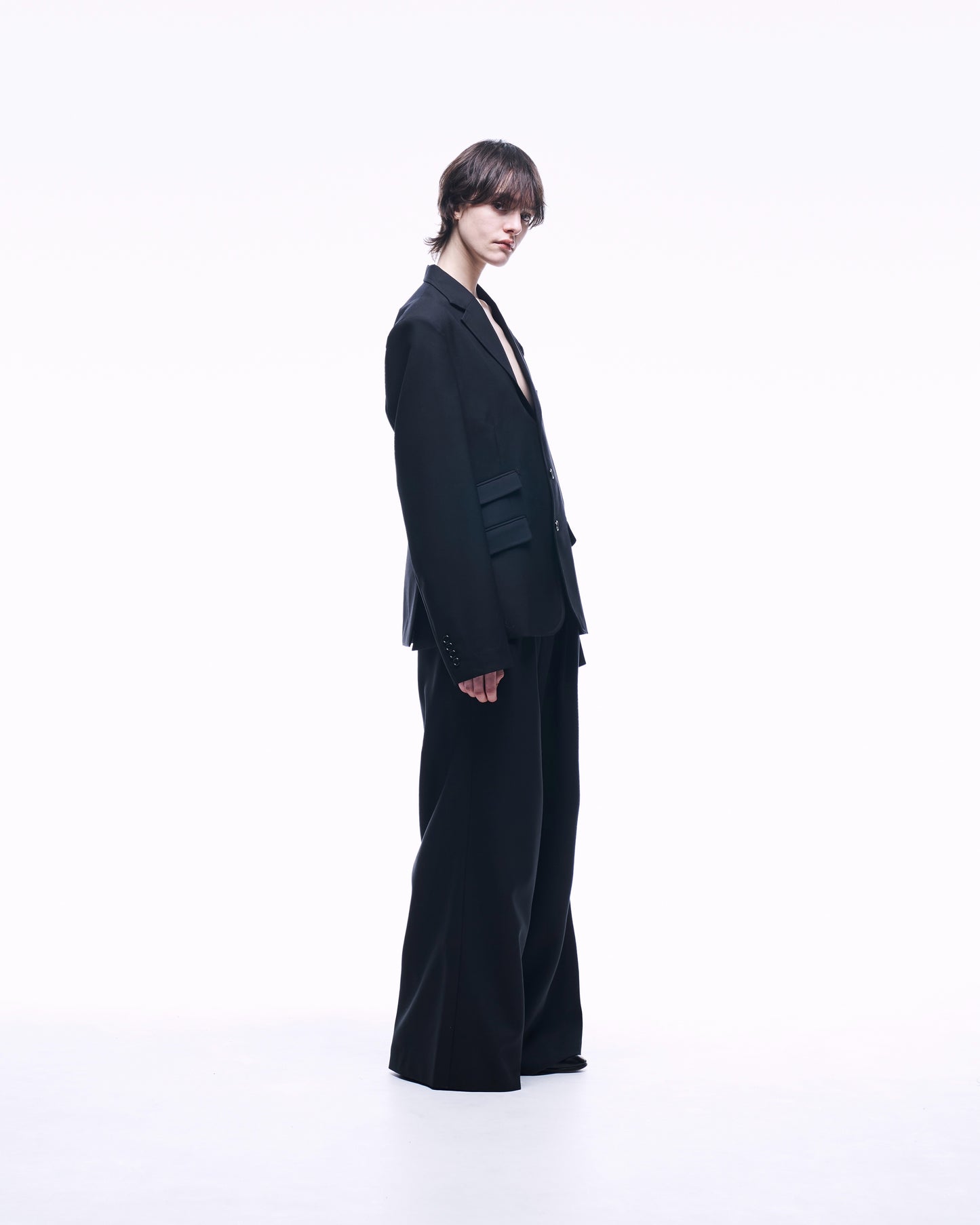 2TUCK WIDE STRAIGHT WOOL TROUSERS