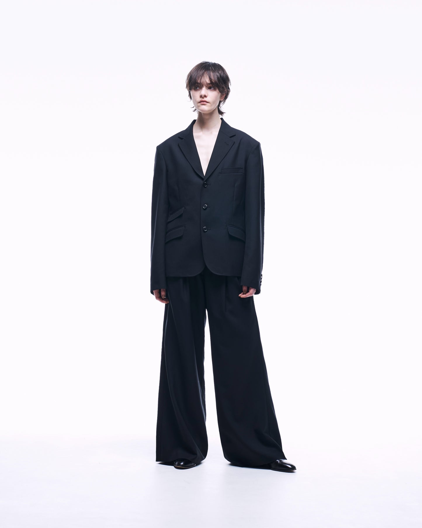 2TUCK WIDE STRAIGHT WOOL TROUSERS
