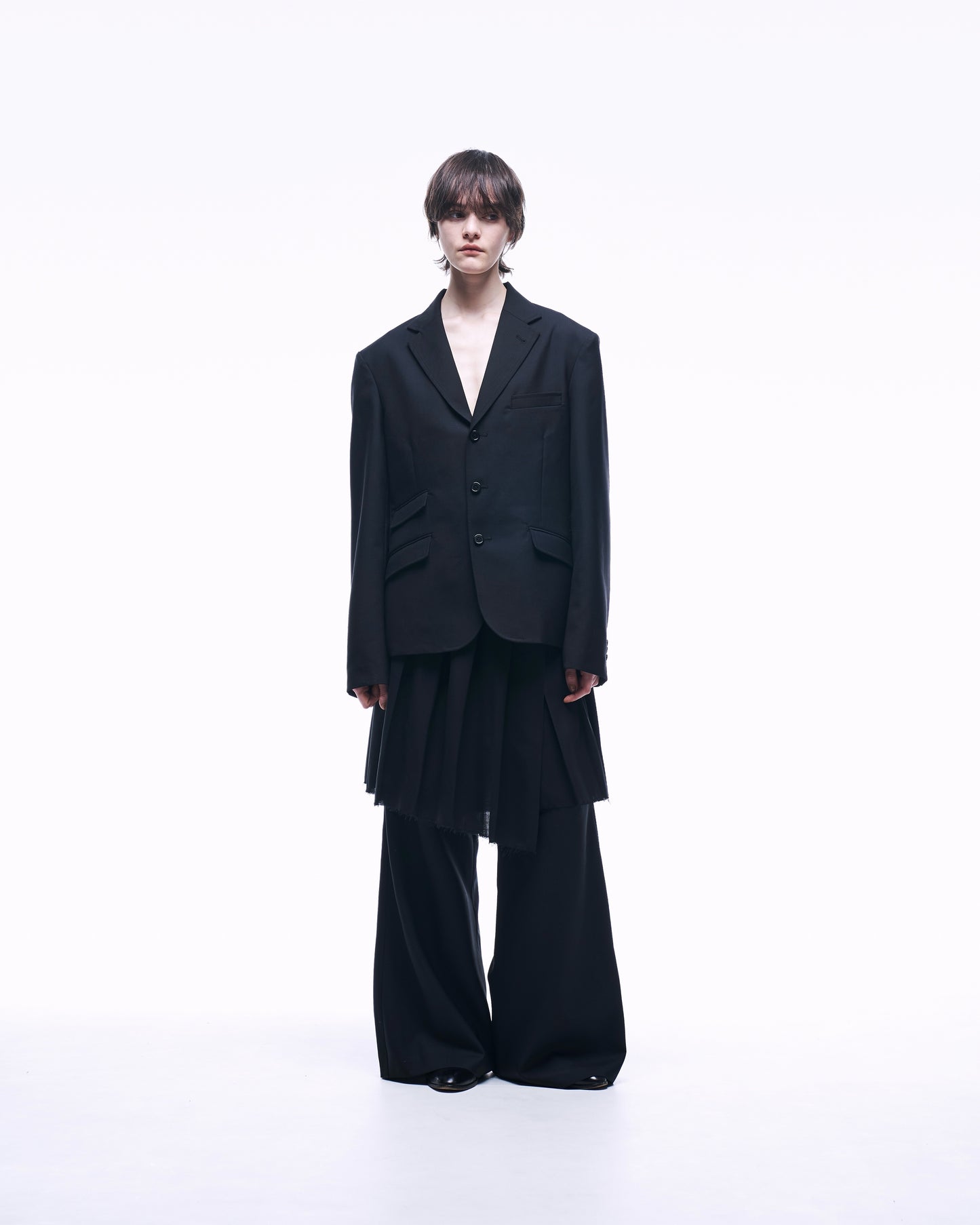 2TUCK WIDE STRAIGHT WOOL TROUSERS