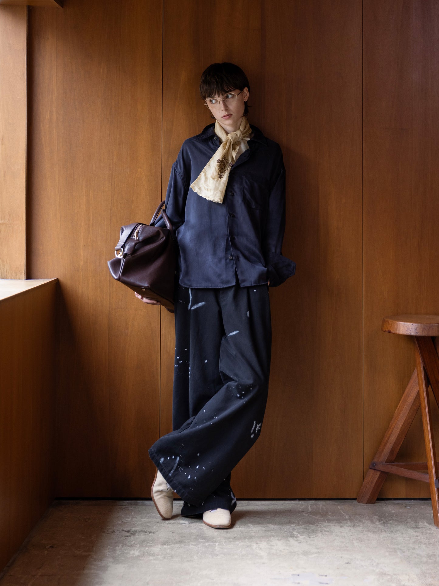 REFINED MINIMAL CUPRO SHIRT / NAVY