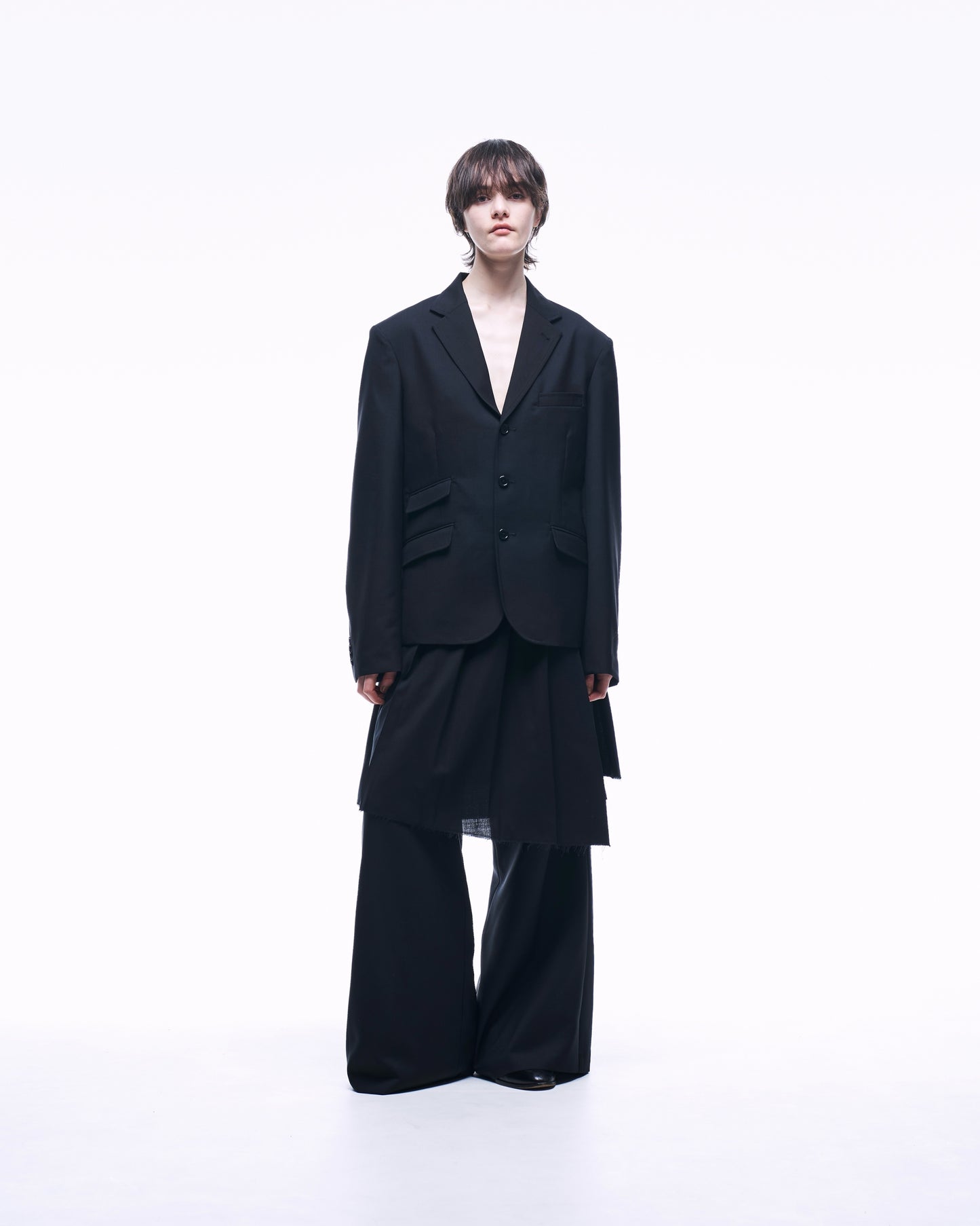 2TUCK WIDE STRAIGHT WOOL TROUSERS