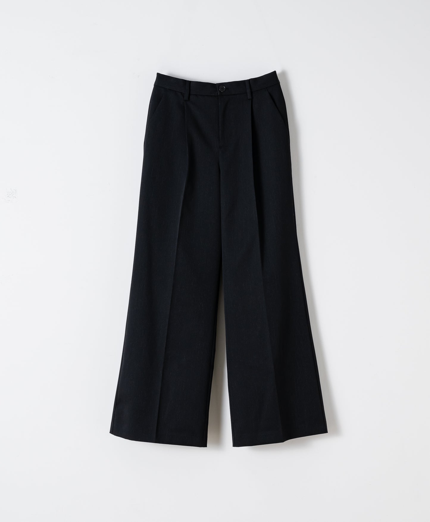 WIDE STRAIGHT BUGGY WOOL SLACKS (STRIPED)