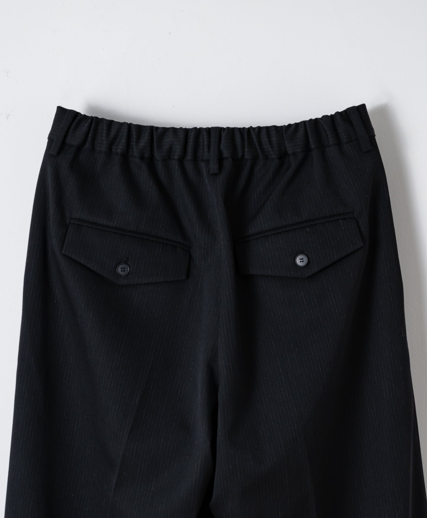 WIDE STRAIGHT BUGGY WOOL SLACKS (STRIPED)