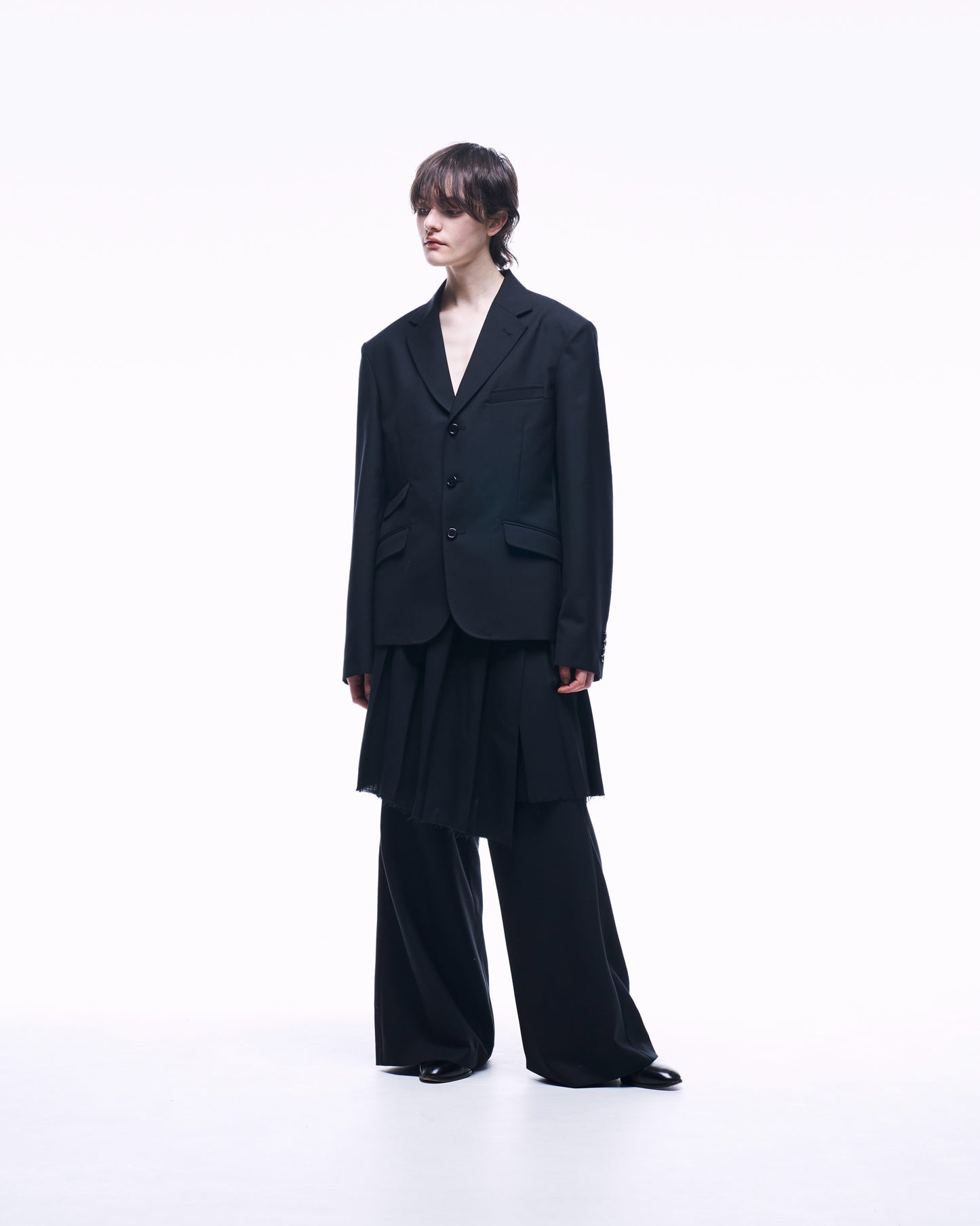 2TUCK WIDE STRAIGHT WOOL TROUSERS