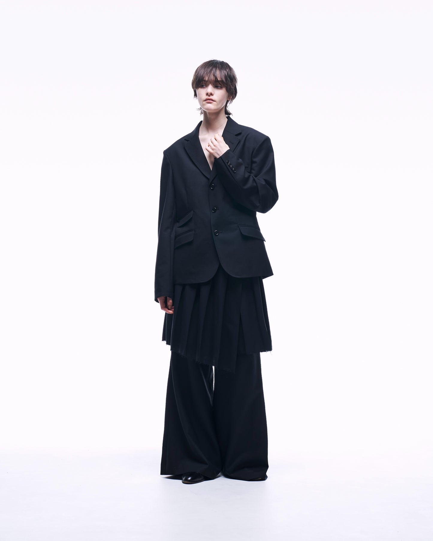 2TUCK WIDE STRAIGHT WOOL TROUSERS