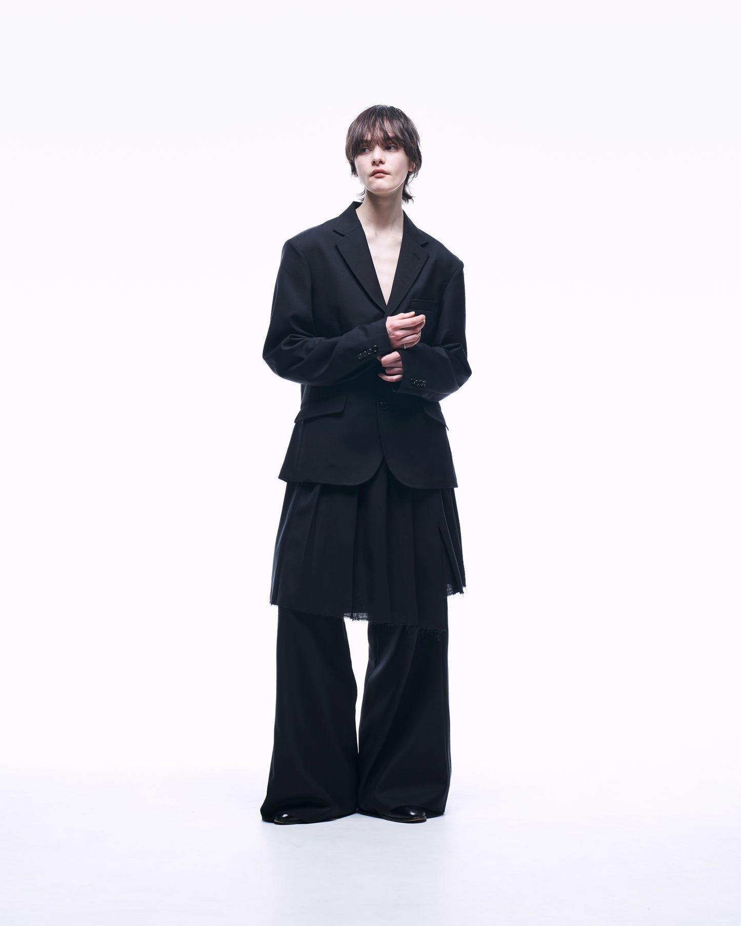 2TUCK WIDE STRAIGHT WOOL TROUSERS