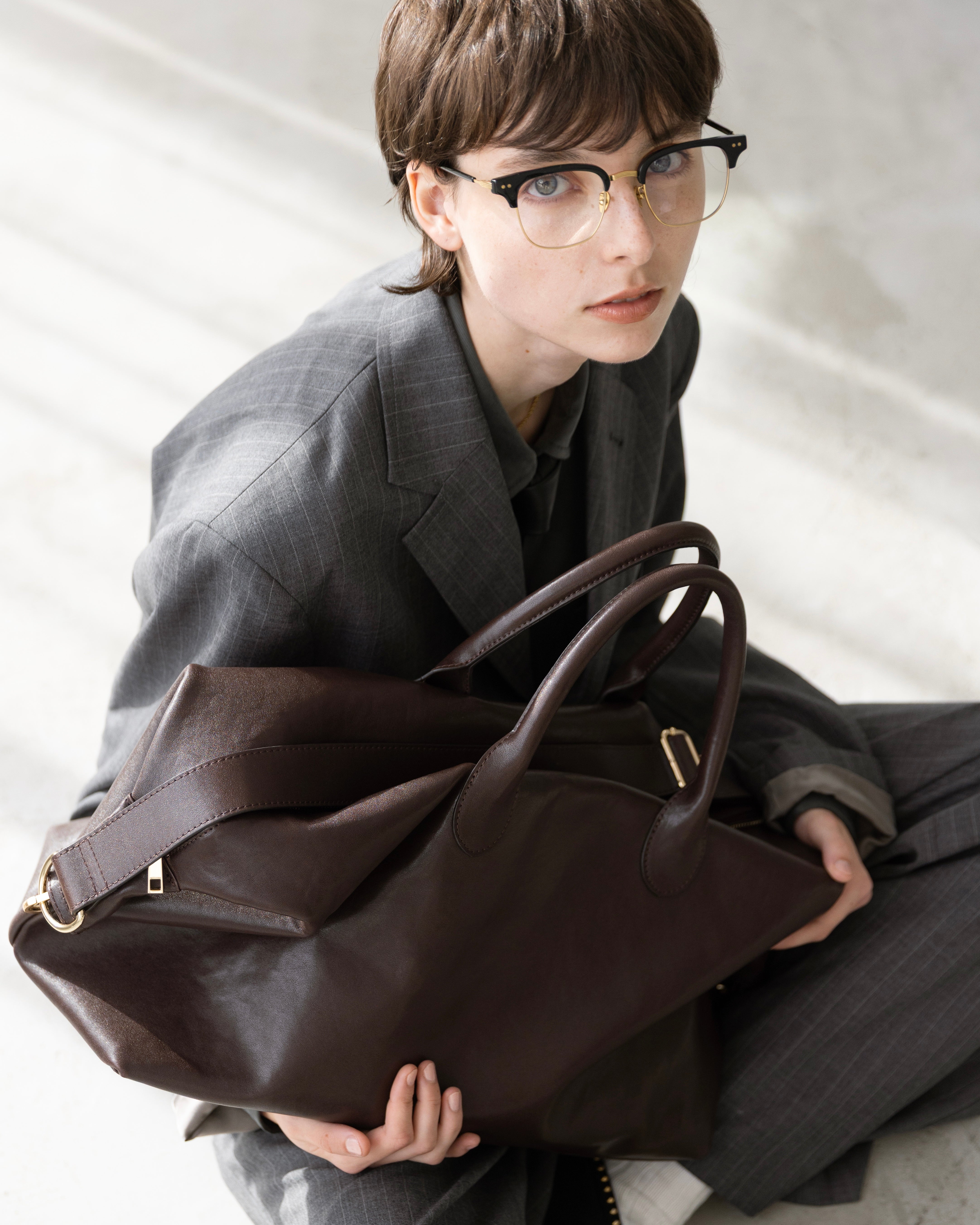 ilean Timeless Leather Boston Bag ブラウン TIMELESS LEATHER BOSTON BAG – ILEAN
