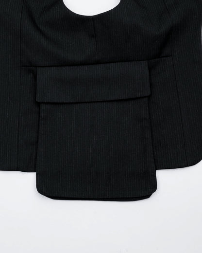 ONE SHOULDER HARNESS VEST （STRIPED）/ BLACK