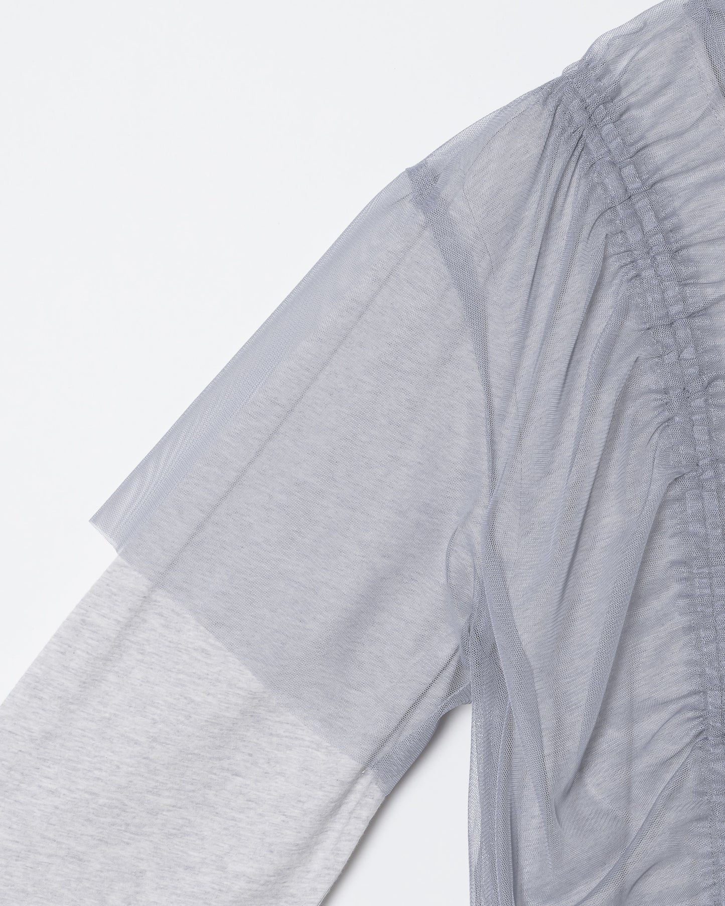 TULLE MODULAR LAYERED LONG SLEEVE T-SHIRT ⁡/ GRAY