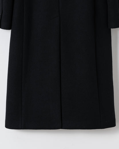 DOUBLE-BREASTED MAXI WOOL COAT / BLACK