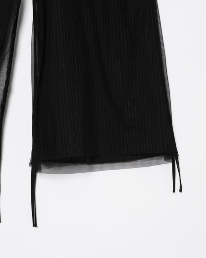 TULLE LAYERED MODULAR STRIPE SLACKS
