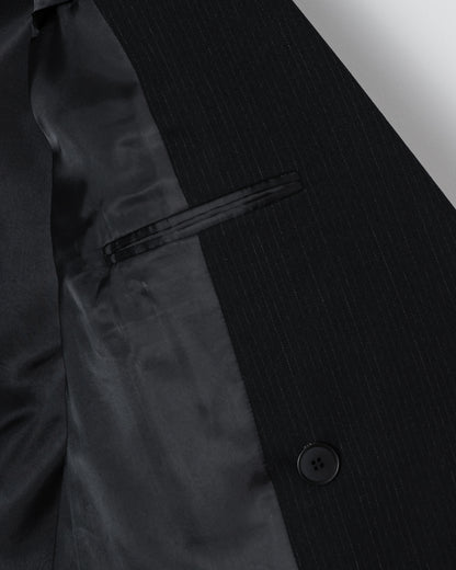 WOOL DOUBLE-BREASTED PEAKED JACKET （STRIPED）   / BROWN