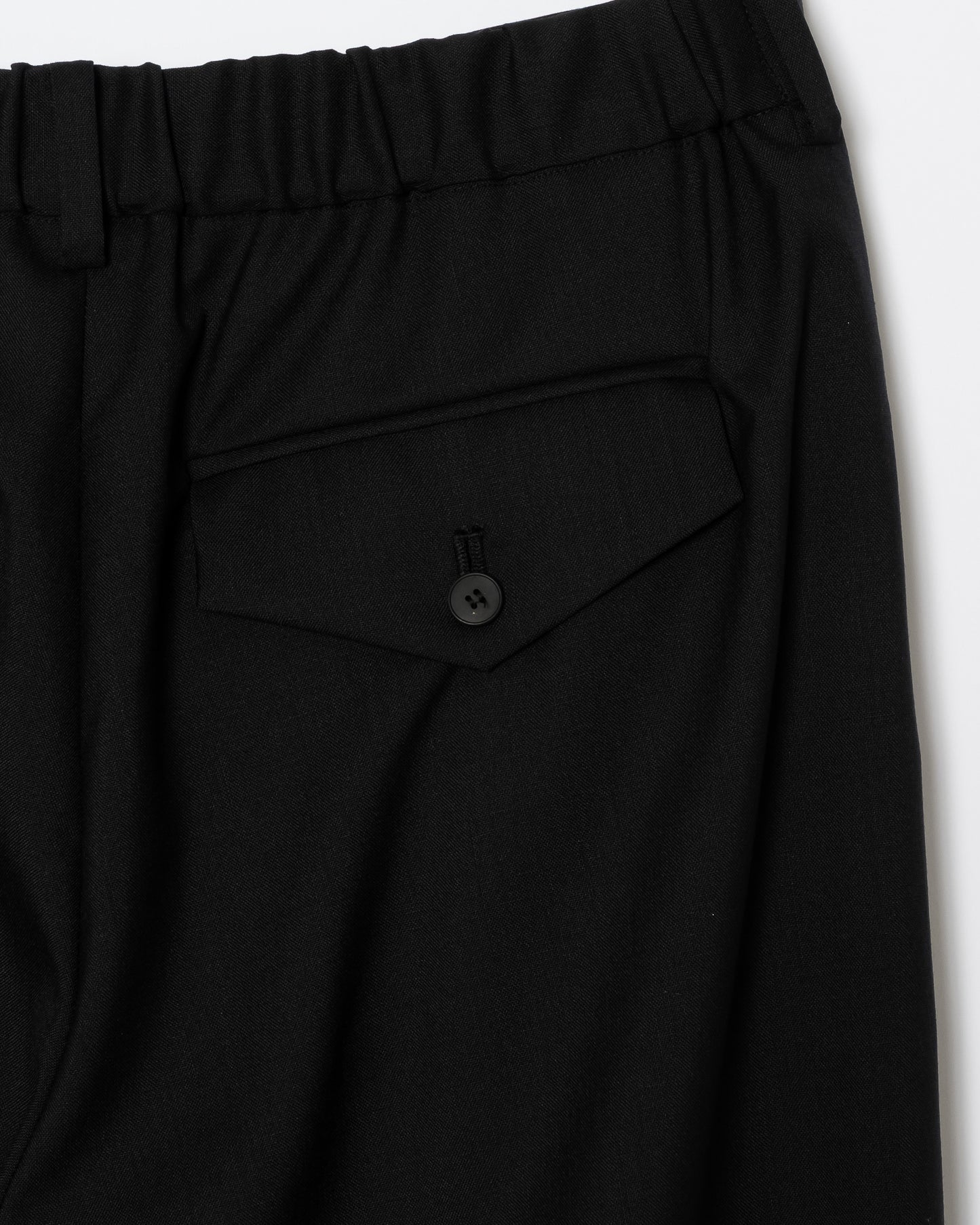 2TUCK WIDE STRAIGHT WOOL TROUSERS / BLACK