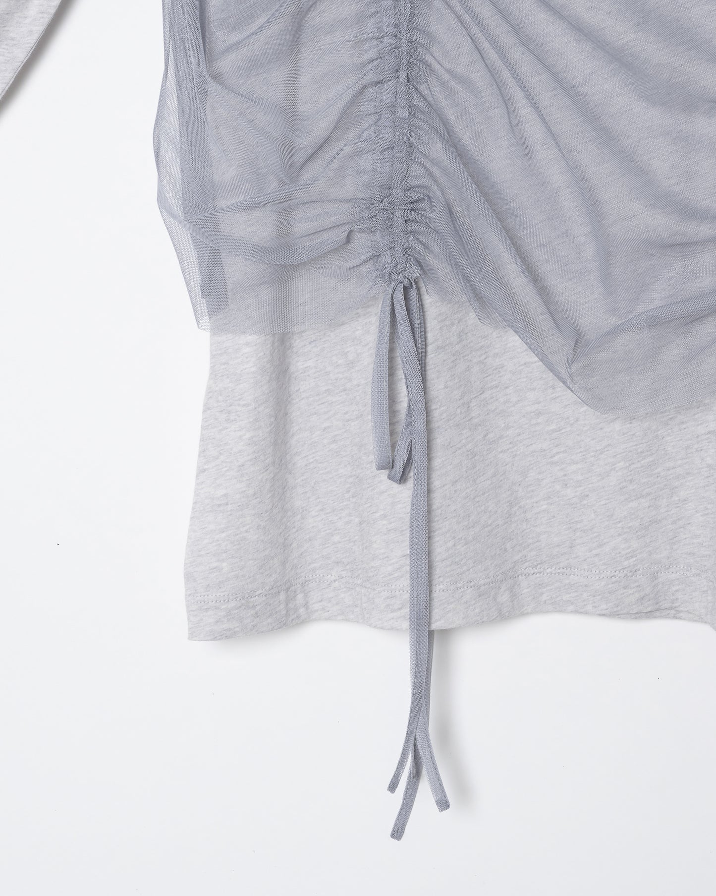 TULLE MODULAR LAYERED LONG SLEEVE T-SHIRT ⁡/ GRAY