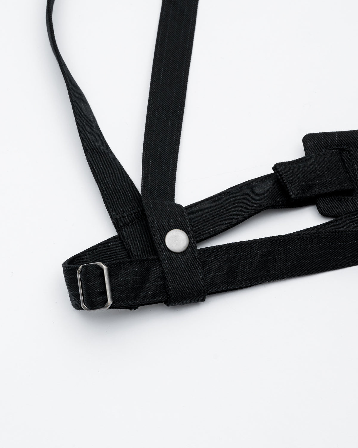 ONE SHOULDER HARNESS VEST （STRIPED）/ BLACK