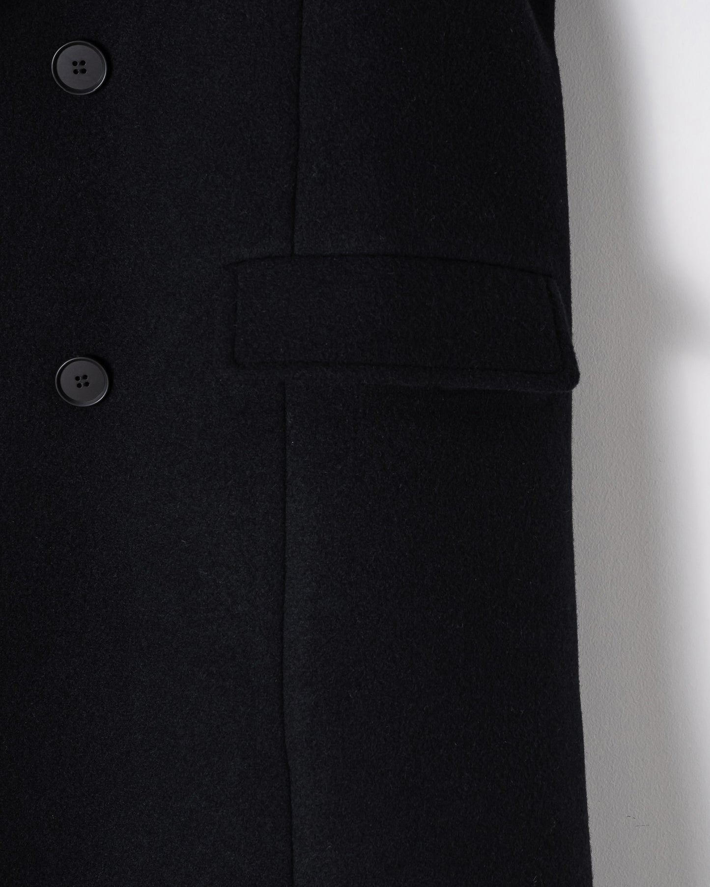 DOUBLE-BREASTED MAXI WOOL COAT / BLACK