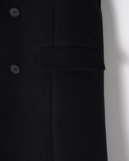 DOUBLE-BREASTED MAXI WOOL COAT / BLACK