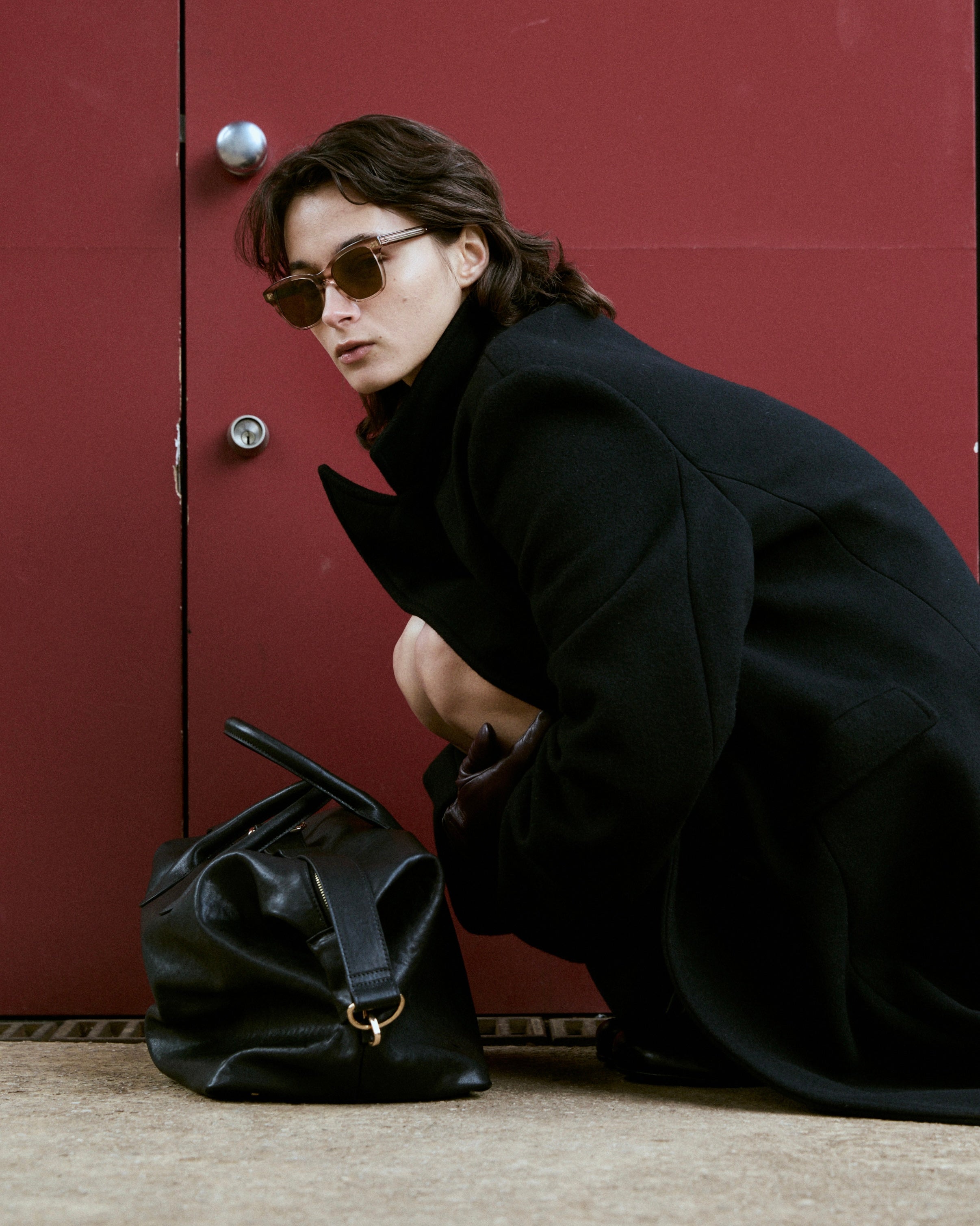 TIMELESS LEATHER BOSTON BAG / BLACK×SILVER – ILEAN