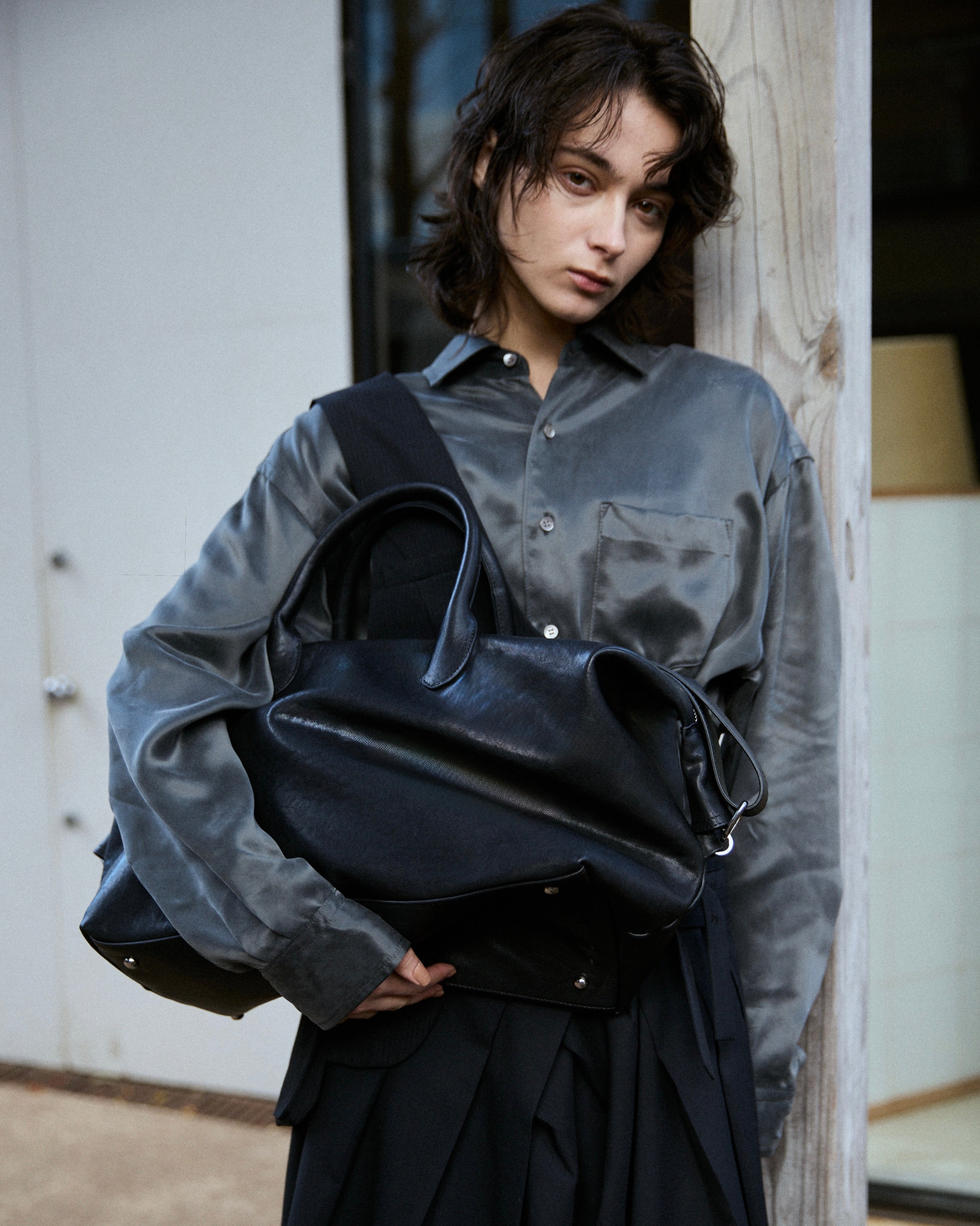 ilean ボストンバッグ black TIMELESS LEATHER BOSTON BAG – ILEAN