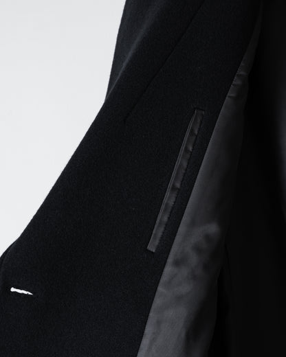 DOUBLE-BREASTED MAXI WOOL COAT / BLACK