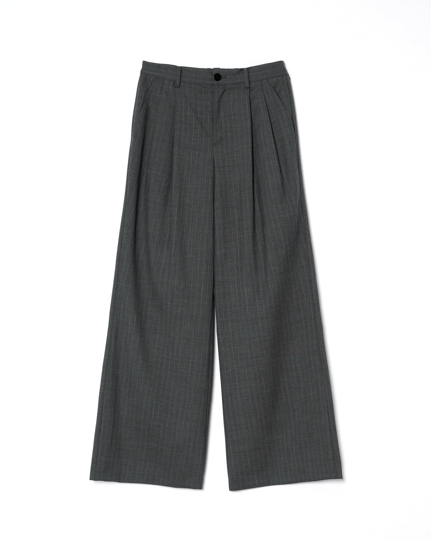 2TUCK WIDE STRAIGHT WOOL TROUSERS / GRAY