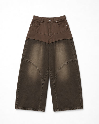 HYBRID DOCKING DENIM PANTS / BROWN