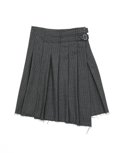 ASYMMETRY WOOL WRAP SKIRT / GRAY