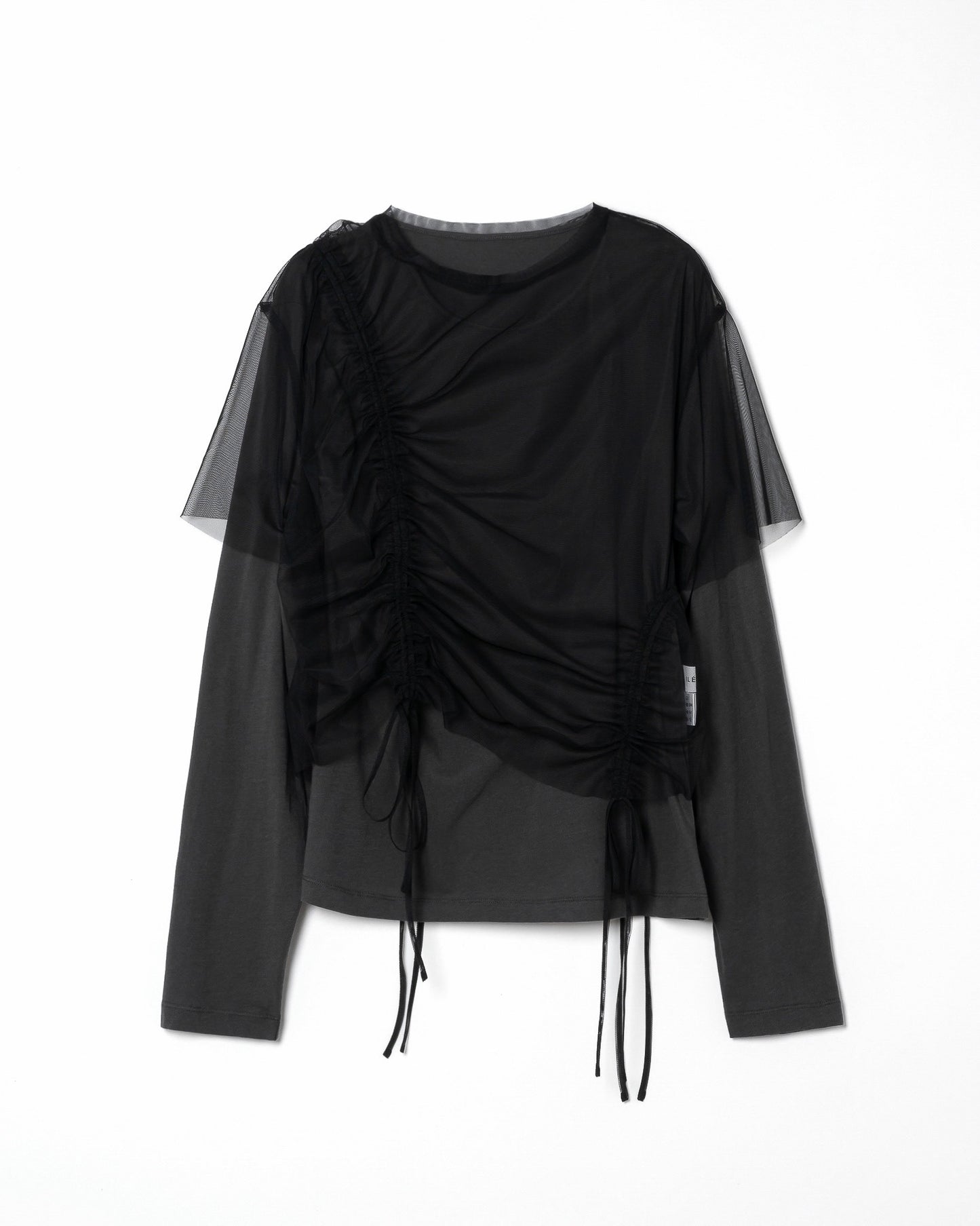 Tulle Modular Layered Long Sleeve T-Shirt ⁡ / BLACK