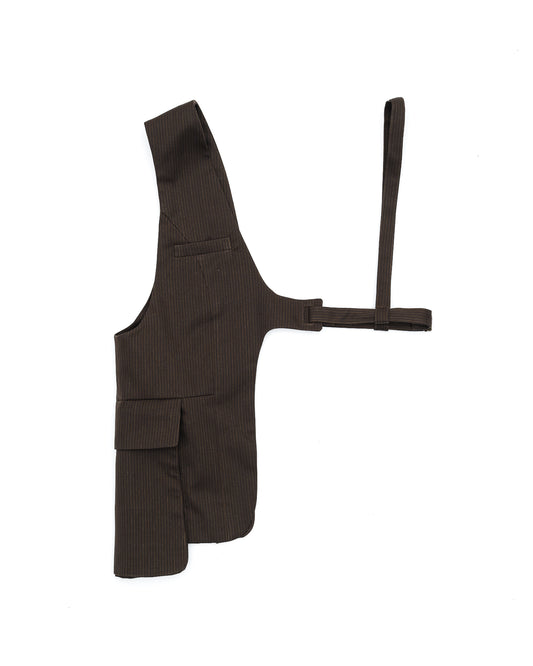 ONE SHOULDER HARNESS VEST （STRIPED）/ BROWN