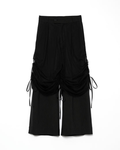 TULLE LAYERED MODULAR STRIPE SLACKS