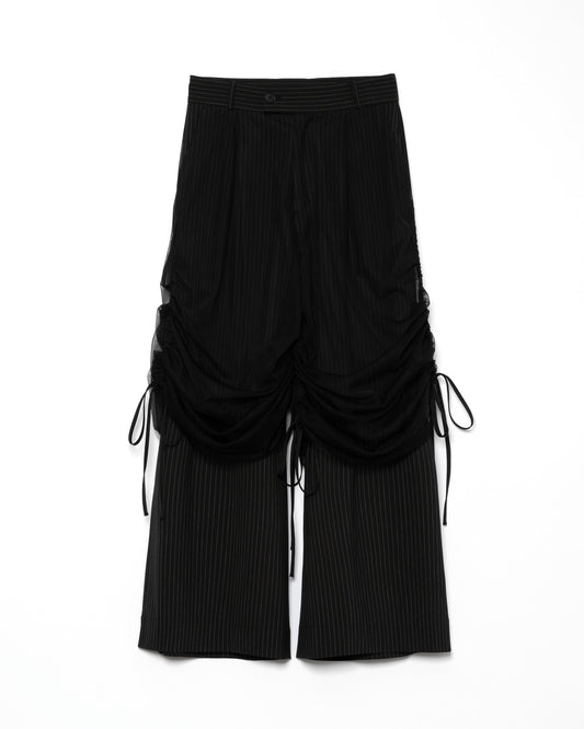 Tulle Layered Modular Stripe Slacks