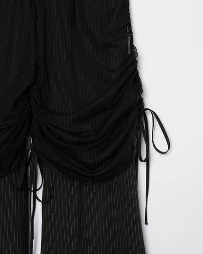 Tulle Layered Modular Stripe Slacks