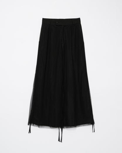 Tulle Layered Modular Stripe Slacks