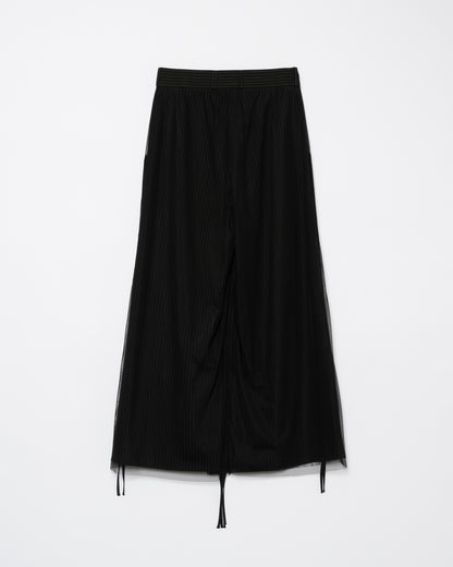 Tulle Layered Modular Stripe Slacks