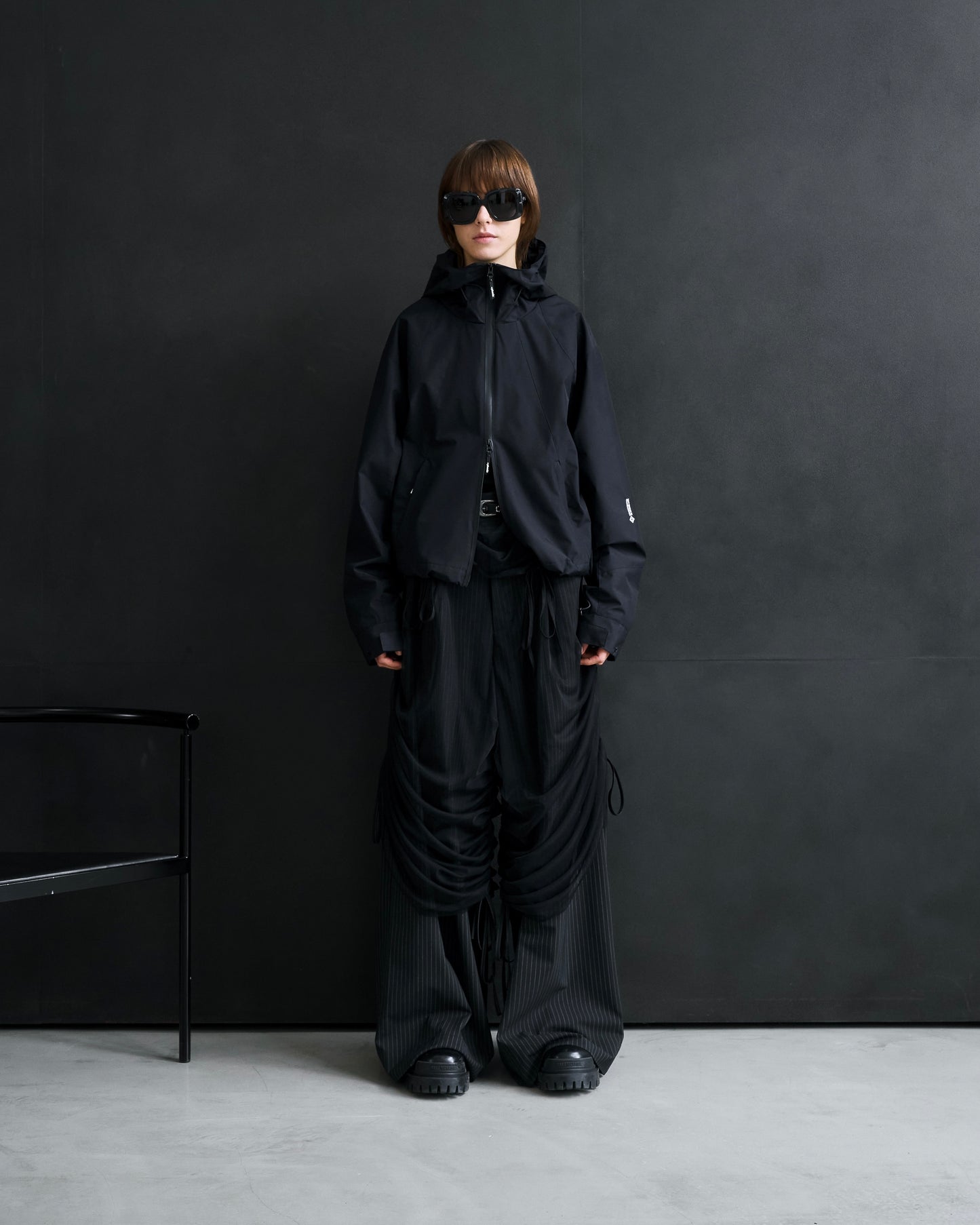 Tulle Layered Modular Stripe Slacks