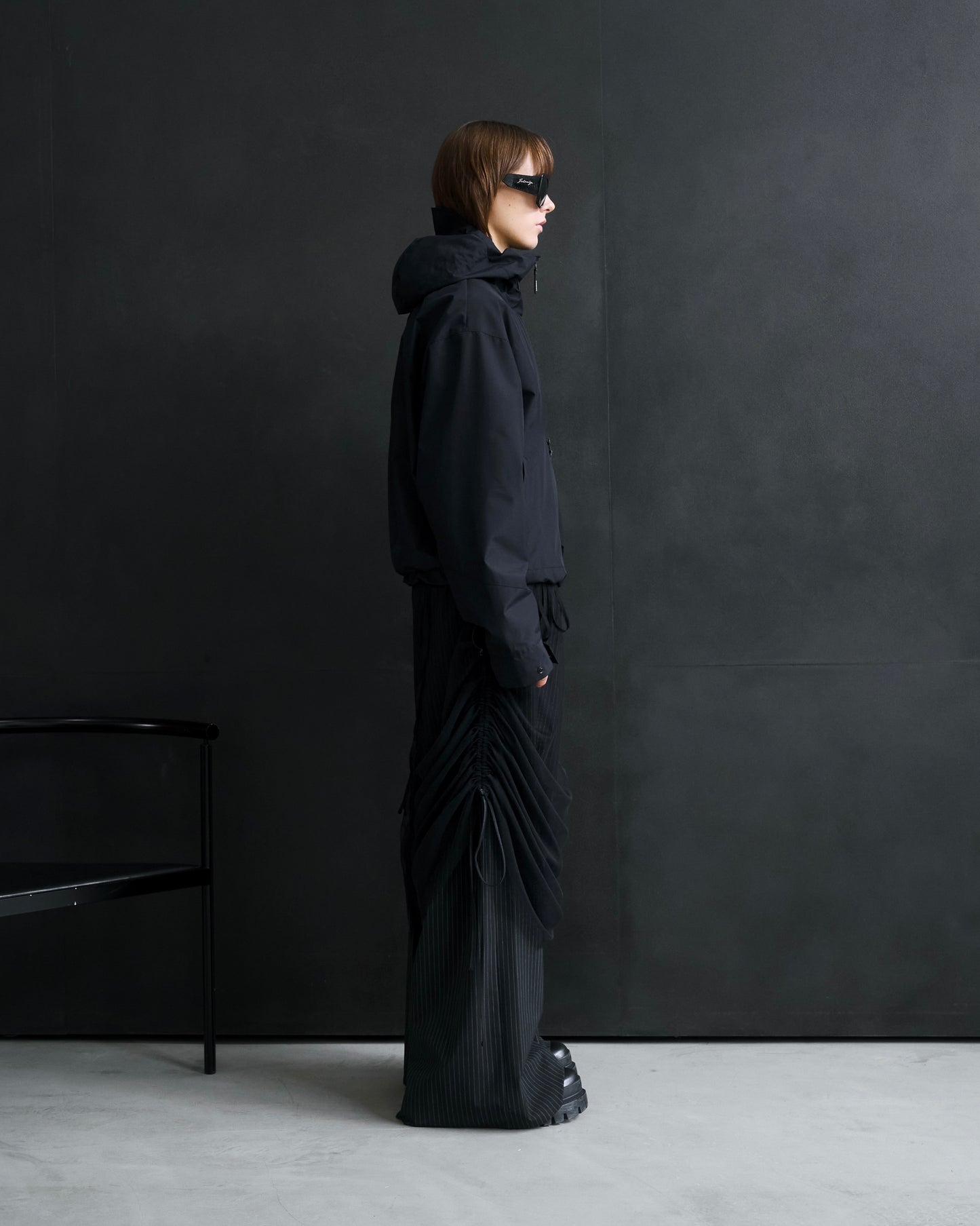 Tulle Layered Modular Stripe Slacks