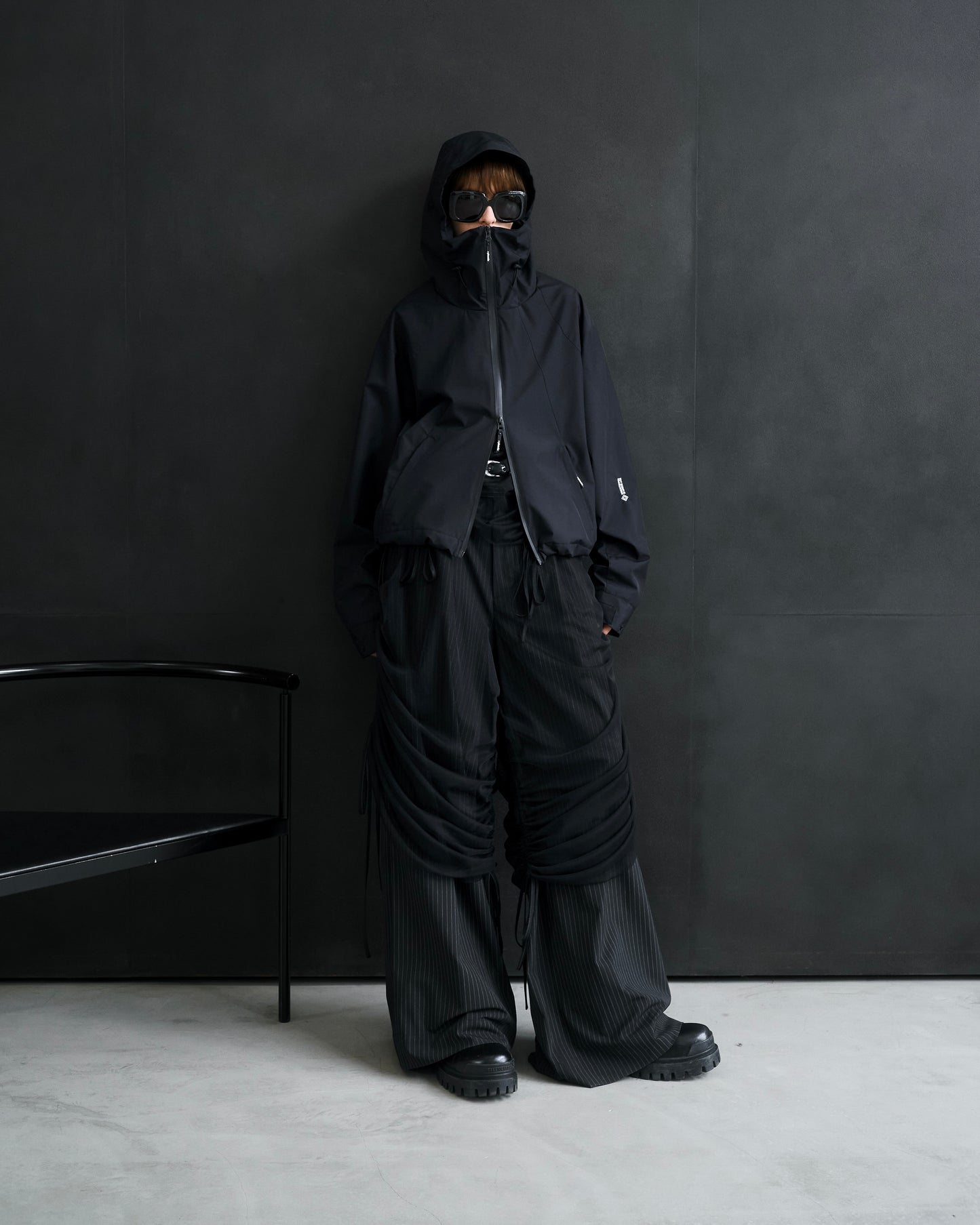 Tulle Layered Modular Stripe Slacks