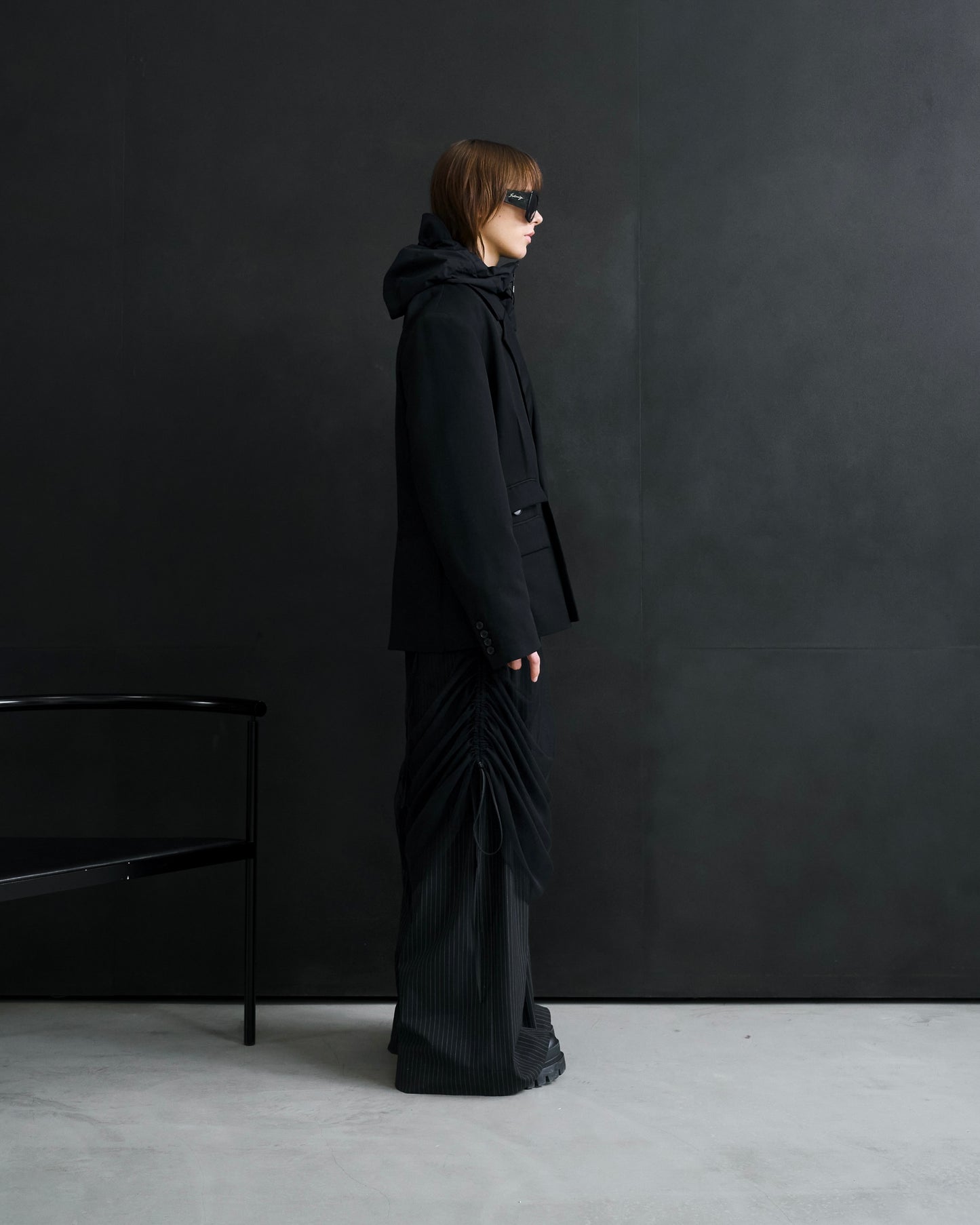 Tulle Layered Modular Stripe Slacks