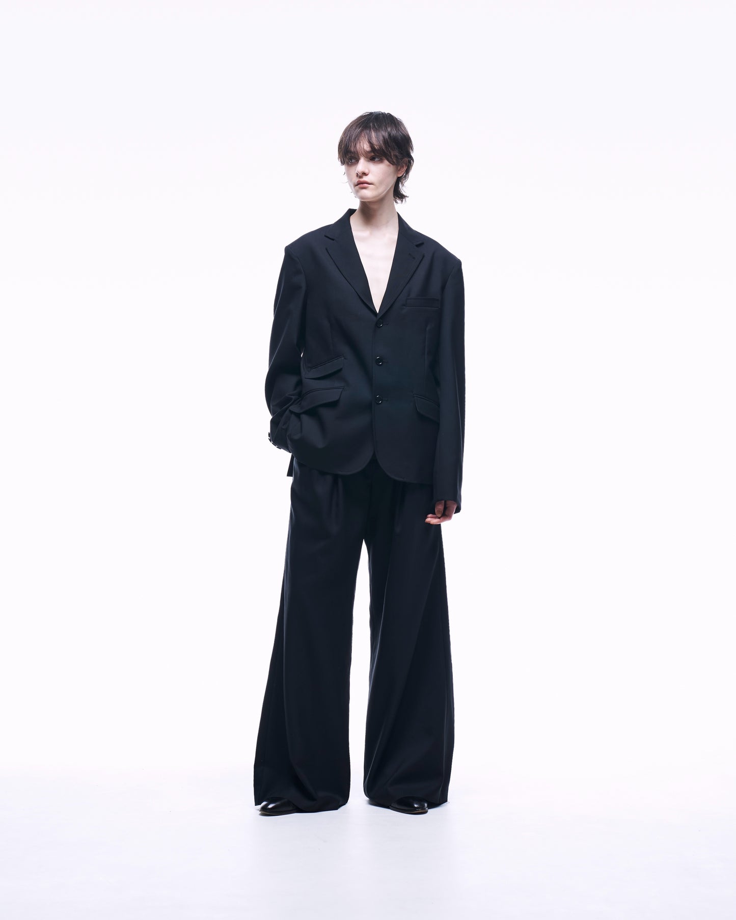 2TUCK WIDE STRAIGHT WOOL TROUSERS