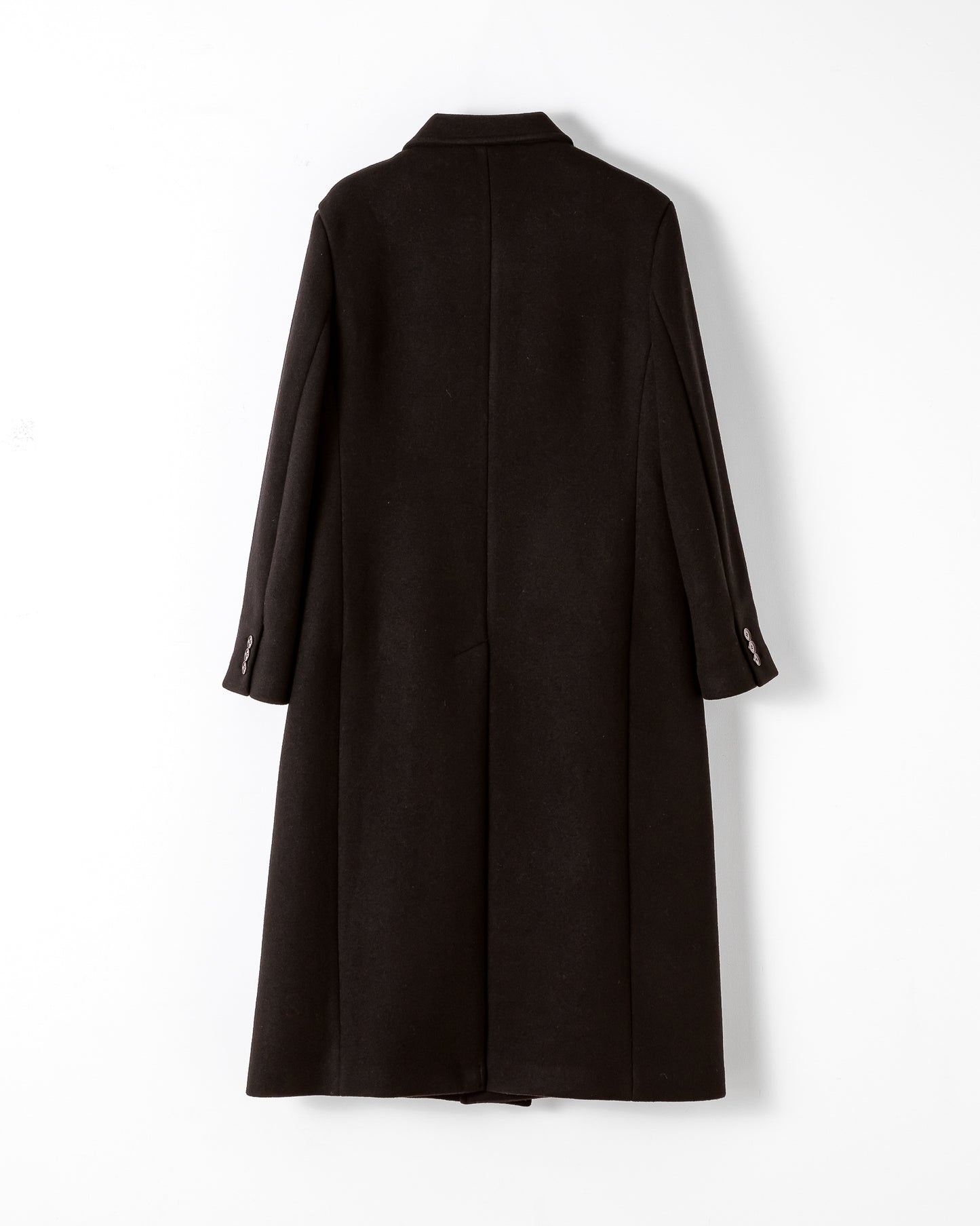 DOUBLE-BREASTED MAXI WOOL COAT / BROWN