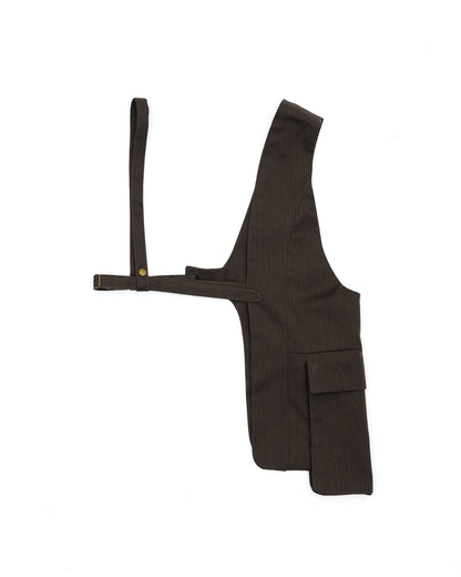 ONE SHOULDER HARNESS VEST （STRIPED）/ BROWN